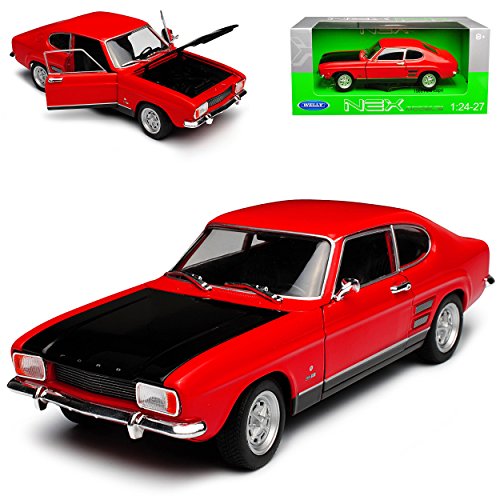 Welly Ford Capri RS I Coupé rojo con capó negro 1ª generación 1968 – 1973 1/24 modelo coche