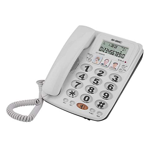 Wendry Teléfono Fijo Sobremesa, Teléfono con Cable de 2 Líneas con Altoparlante, Teléfono con Cable de Marcación Rápida con Identificador de Llamadas para el Hogar o la Oficina