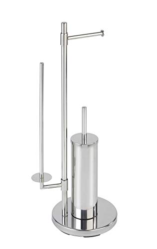 Wenko Juego de Pie y portarrollos para El WC Universal, Acero Inoxidable, Plata Brillante, 20x30x73 cm Wenko Juego de Pie y portarrollos para El WC Universal, Acero Inoxidable, Plata Brillante, 20x30x73 cm
