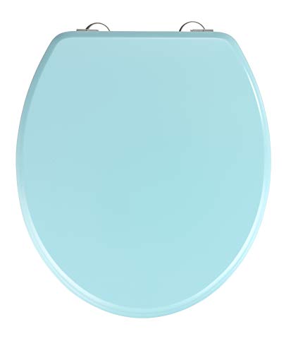 WENKO Tapa de WC Prima celeste mate - Asiento de inodoro, adecuado para cisterna, sujeción de acero fino inoxidable, MDF, 37 x 41 cm, Azul claro WENKO Tapa de WC Prima celeste mate - Asiento de inodoro, adecuado para cisterna, sujeción de acero fino inoxidable, MDF, 37 x 41 cm, Azul claro