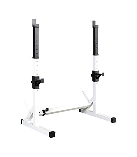 Wonduu Soporte Estante Ajustable para Barra Y Pesas Rack De Sentadillas Negro y Blanco. Wonduu Soporte Estante Ajustable para Barra Y Pesas Rack De Sentadillas Negro y Blanco.