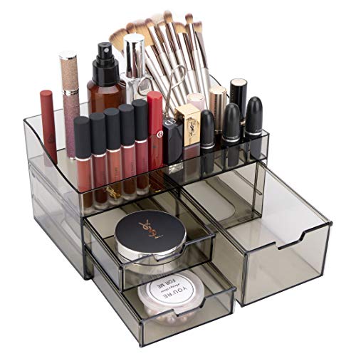 Wonnell ChuJun Cajas de Almacenamiento de Maquillaje,Estuche de Maquillaje con 3Cajones y 11 Compartimentos de Diferentes,Material de protección Ambiental Acrílico