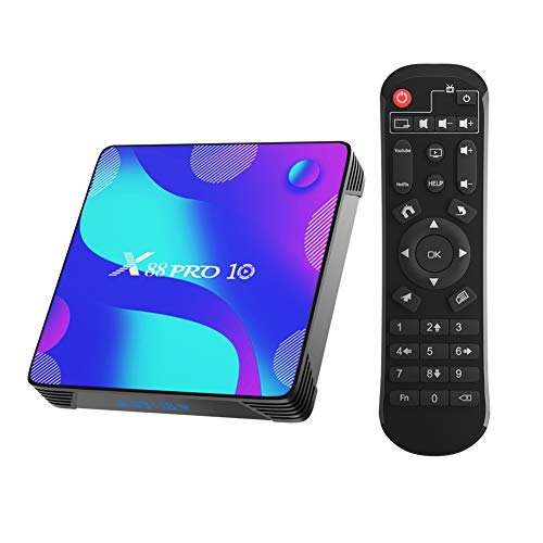 X88 Pro X10 Android 10.0 TV Box,4GB RAM 32GB ROM RK3318 Quad-Core 64bit Cortex-A53 Support 2.4/5.0GHz Dual-Band WiFi BT4.0 3D 4K 1080P H.265 10/100M Ethernet HDMI2.0 Smart TV Box