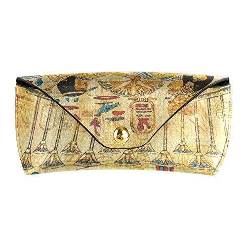XiangHeFu Caja de gafas de sol de cuero de PU presente Gafas de sol Funda de gafas de papiro egipcio antiguo portátil multiusos
