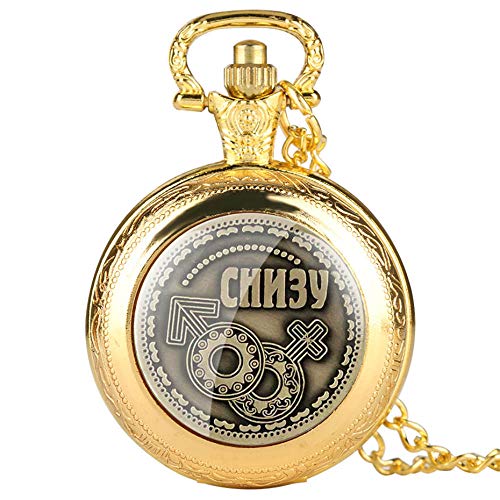 XVCHQIN Exquisito Reloj de Bolsillo de Cuarzo con exhibición de Monedas Rusas, Relojes con Colgante de Recuerdo con Collar, Reloj de Cadena para Hombres y Mujeres, Dorado