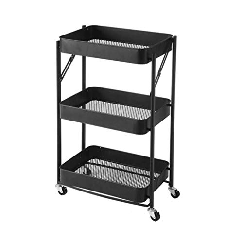 YANXIH Carro De Almacenamiento Plegable Carro De Servicio De Metal De 3 Niveles Carrito Organizador De Carros Rodantes con Freno para El Maquillaje De La Cocina, El Baño Oficina YANXIH Carro De Almacenamiento Plegable Carro De Servicio De Metal De 3 Niveles Carrito Organizador De Carros Rodantes con Freno para El Maquillaje De La Cocina, El Baño Oficina