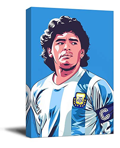 YITUOMO Diego Maradona Decoración de pared para baño de 30,48 x 45,72 cm, póster deportivo para pared de jugador de fútbol argentino, arte para dormitorio de niños y niñas, enmarcado