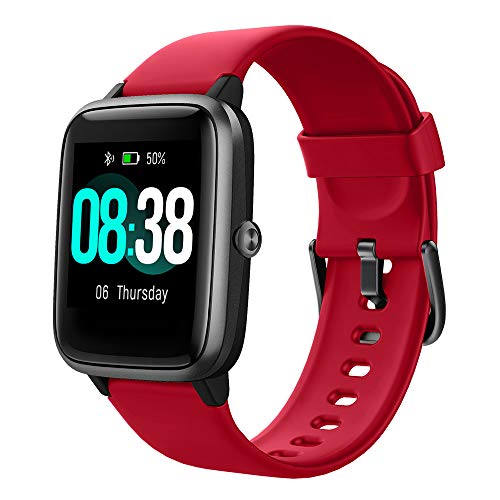 YONMIG Reloj Inteligente Mujer y Hombre, Smartwatch Impermeable IP68 Pulsera Actividad Deportivo con Monitor de Sueño, Pulsómetro, Pantalla Táctil Completa Reloj Fitness para Android y iOS (Rojo)