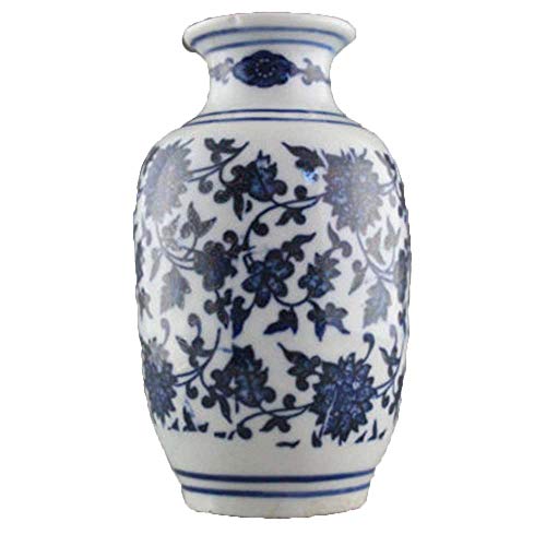 YUNHAO Florero de porcelana de color azul y blanco de estilo antiguo chino