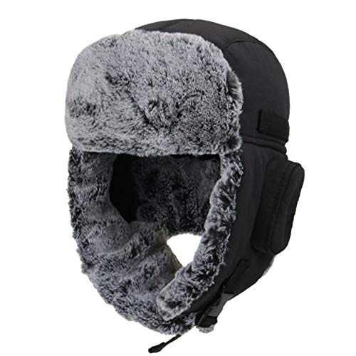 YUY Gorro Esquí Además Terciopelo Grueso Resistente Viento Múltiples Métodos Uso Cómodo Transpirable Suave Ajustable Windshield Hat con Bolsa Auriculares,Black