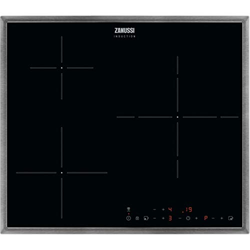 Zanussi ZITN633X Placa inducción, 3 zonas, Temporizador, Calentamiento automático, Avisador de minutos, Bloqueo seguridad, Avisador acústico, Control táctil, Con Marco, Negro, 60 cm