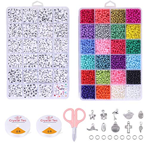 ZEEREE Cuentas para Hacer Collares y Bolitas para Pulseras, Cuentas de Letras Abalorios Letras Redondas Cuentas Alfabeto para Pulseras DIY Manualidades ZEEREE Cuentas para Hacer Collares y Bolitas para Pulseras, Cuentas de Letras Abalorios Letras Redondas Cuentas Alfabeto para Pulseras DIY Manualidades