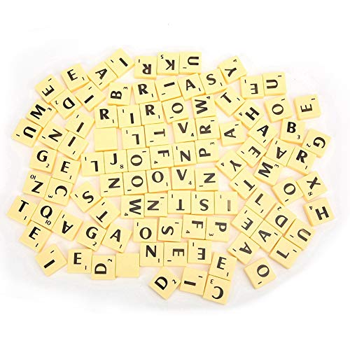 Zerodis Azulejos de Letras, Juego de Mesa Interesante Azulejos de plástico Scrabble Cartas Juego de Piezas de Juego Arte y artesanía Juguetes educativos Vintage para niños