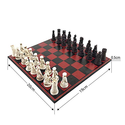 ZHENGXIN Juego de ajedrez, juego de ajedrez, juego de ajedrez antiguo de resina vintage, piezas realistas, ajedrez separadas, modelo de juego, caja de ajedrez regalo