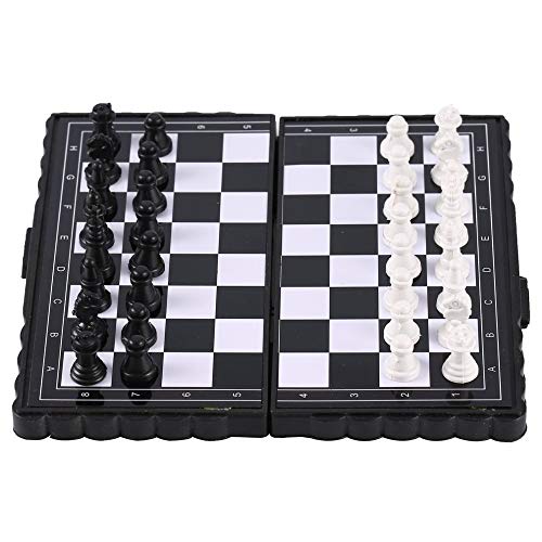 ZHENGXIN Juego De Ajedrez,1 Juego Mini ajedrez Internacional Plegable plástico magnético Tablero de ajedrez Juego portátil Chico Juguete portátil