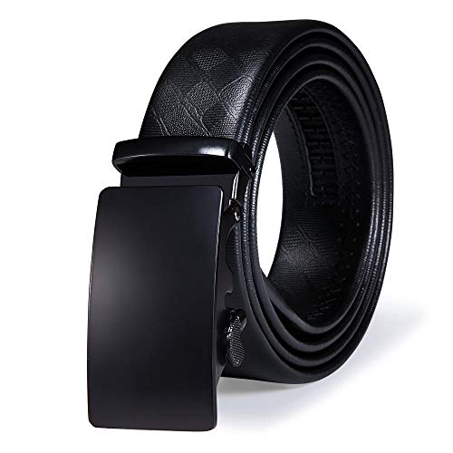 ZHONGCCZ Famosos cinturones de marca para hombres Cinturón de cuero genuino de vaca negra y caja de regalo Hebilla automática de oro de negocios Cinturón de lujo para hombres-13-DE-A_El 130cm