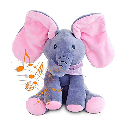 ZPPZ Elefante Peluche de Juguete, Música Juguete de Peluche para bebé Elefante, Juego Ocultar y Buscar Muñeca de Peluche Animada de Felpa Gran Regalo Navidad para niños y Adultos Pink