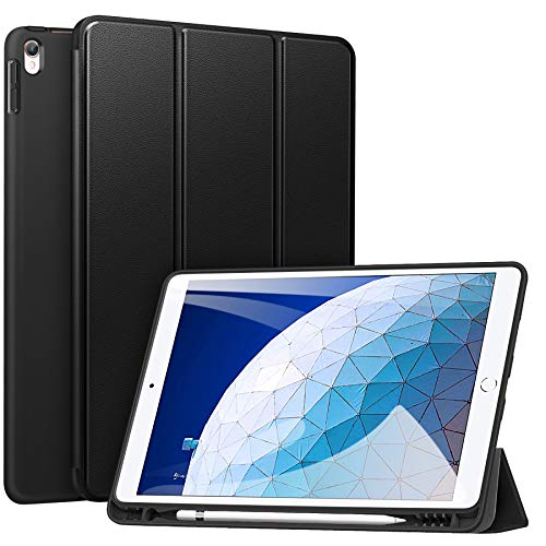 ZtotopCase Funda para iPad Air 2019 3.ª Gen/iPad Pro 10.5, Estuche Inteligente Ultra Delgada Ligera con Porta-lápiz, función Auto-Sueño/Estela, con Suave TPU Trasera, Negro