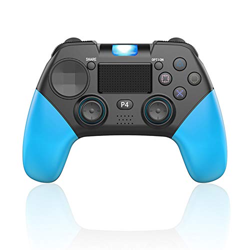 ZYW Mando Ps4, Joystick Controlador De Juegos Inalámbrico Bluetooth Compatible con PS4 / PS4 Pro / PS3 / PC Llave de Copo de Nieve Negra y Azul