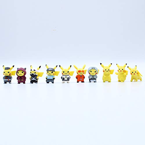 10 figuras de Pikachu Pokemon Pokemon Pokemon Pokemon Pokemon Pocket Monster Pikachu Anime Modelo Juguete Muñeca Tarta Decoración