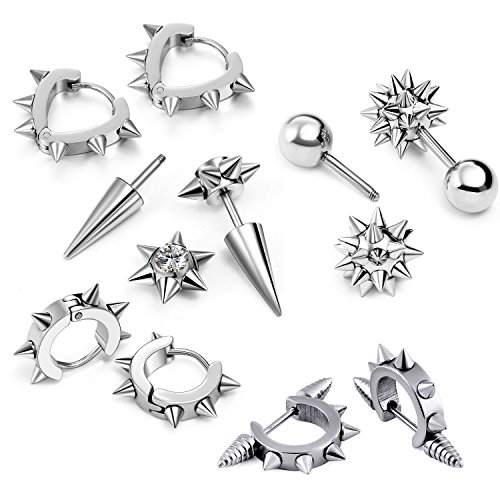 10 Piezas Pendientes Hombre Mujer Aretes Acero Inoxidable Chulo Aretes Punk Regalo San Valentín 10 Piezas Pendientes Hombre Mujer Aretes Acero Inoxidable Chulo Aretes Punk Regalo San Valentín