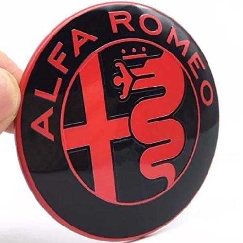 2 Emblemas escudo Alfa Romeo negro y rojo logotipo 74 mm capó delantero trasero emblema rojo y negro 147 156 159 Brera Mito metal