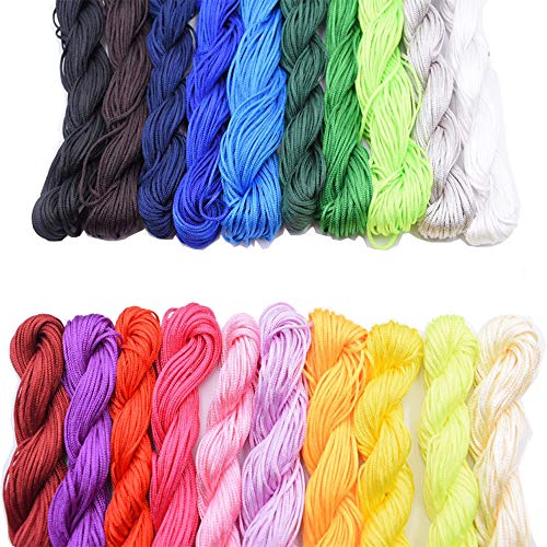 20 Piezas de 1mm de Cordón de Nylon de Seda, Para el Collar Trenzado Pulsera Abalorios Joyería Que Hace el Accesorio, 25 Metros Cada Paquete (20 Colores)(A) 20 Piezas de 1mm de Cordón de Nylon de Seda, Para el Collar Trenzado Pulsera Abalorios Joyería Que Hace el Accesorio, 25 Metros Cada Paquete (20 Colores)(A)