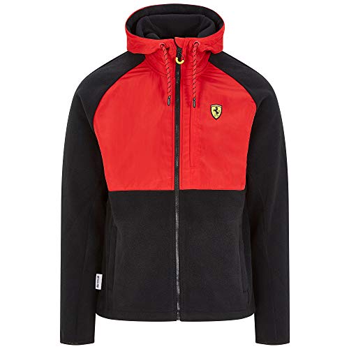 2020 Scuderia Ferrari F1 - Chaqueta con capucha para hombre, color Chaqueta de forro polar negro/rojo, tamaño Mens (M) Chest 96-100cm