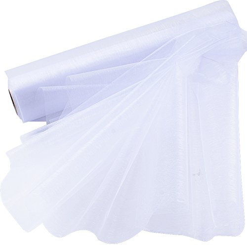 26m*29cm Rollo Organza Tul Cinta Blanca para Decoración Boda Fiesta Cumpleaños Lazos Silla Falda Vestido Camino Mesa Coser Bolsas Regalo