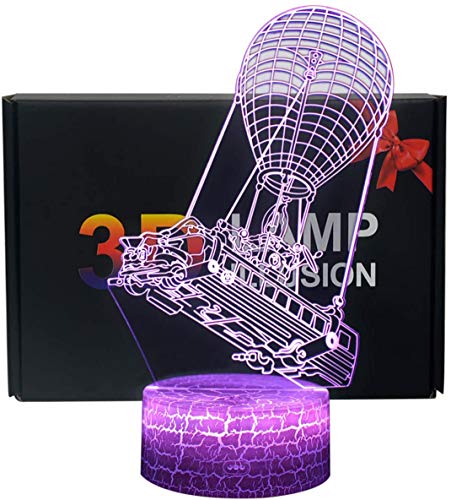 3D Lámpara de Escritorio NHSUNRAY 7 colores LED Touch lámpara de mesa con control remoto para niños cumpleaños regalo de San Valentín de Navidad (barco de globo de aire caliente)
