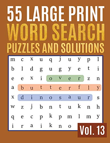55 Large Print Word Search Puzzles And Solutions: Activity Book for Adults and kids Word Game Easy Quiz Books for Beginners (Find a Word for Adults & Seniors): 13 (Find Words for Adults & Seniors)