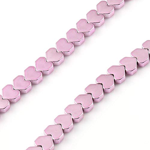 盛世汇众 6 * 5 mm Perlas de Piedra Naturales Multicolor Amor corazón hematita Suelta Espaciador Perlas para la joyería Haciendo Accesorios de Bricolaje 15 (Color : Rosado)