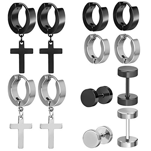 6 Pares Pendientes de Cruz Acero, Joeyer Pendientes de Cruz Colgante Redondo Vintage para Hombres Mujeres 6 Pares Pendientes de Cruz Acero, Joeyer Pendientes de Cruz Colgante Redondo Vintage para Hombres Mujeres