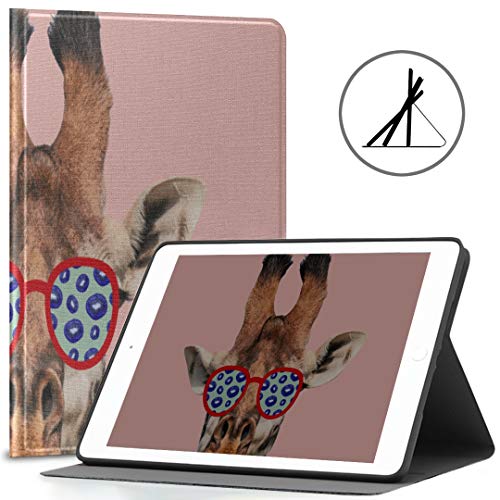 9.7 Inch iPad Cover Fashion Creative Cute Giraffe Sunglasses Fit 2018/2017 iPad 5ta / 6ta generación Funda Protectora para iPad 9.7 También Cabe iPad Air 2 / iPad Air Auto Wake/Sleep