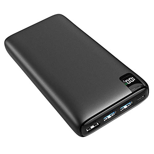 A ADDTOP Batería Externa 26800mAh, Power Bank USB C con PD 18W Cargador Portátil Carga Rápida con Pantalla LCD y 4 Outputs para iPhone, Samsung, iPad y más (Black)
