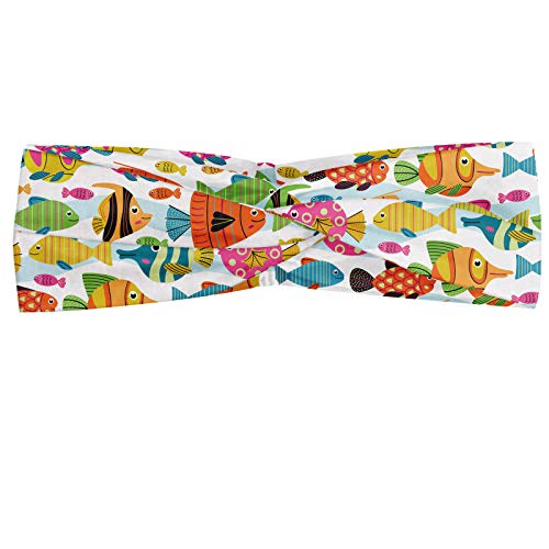 ABAKUHAUS Marine - Pañuelo para el cuello, bandana, pañuelo para la cabeza, diseño de nido de peces de dibujos animados, multicolor