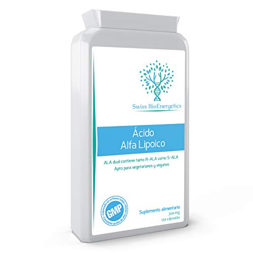 Ácido alfa lipoico, 300 mg, 120 cápsulas, doble ALA (R-ALA y S-ALA), fabricado en Reino Unido