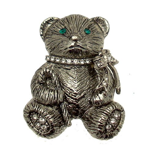 Acosta broches - de la vendimia de la broche de estilo navideño de oso de peluche (plata antigua electrovision) - caja de regalo