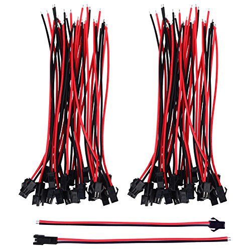 Adaptador de Conector de Enchufe Macho y Hembra de 2 Pines 22 AWG JST SM con 135 mm Alambre de Cable Eléctrico para LED Luz, 20 Pares Adaptador de Conector de Enchufe Macho y Hembra de 2 Pines 22 AWG JST SM con 135 mm Alambre de Cable Eléctrico para LED Luz, 20 Pares