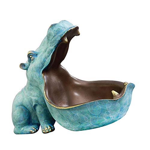 AIHOME Big Mouth Hippo Key Bowl, resina, figura de hipopótamo, soporte de almacenamiento de llaves, organizador de platos para decoración del hogar, llaves, teléfono, cartera, almacenamiento de joyas