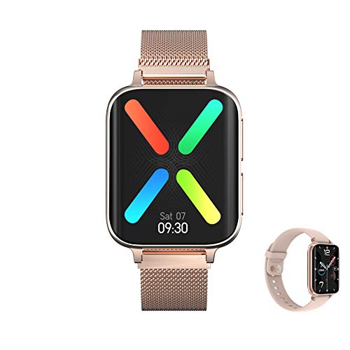 Aliwisdom - Reloj Inteligente para Hombre Mujere, Smartwatch con Llamadas Bluetooth y Recordatorio de Whatsapp y reproducción de música Impermeable Reloj Deportivo para iPhone Android (Oro Rosa)