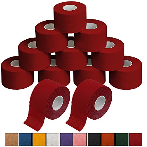 ALPIDEX 12 x Cinta Adhesiva Deportiva 3,8 cm x 10 m Sport Tape, Color:Rojo