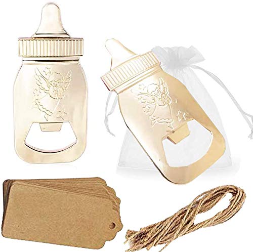Amajoy Paquete de 30 regalos de regreso de baby shower para invitados suministros Poppin abrebotellas con forma de botella con bolsa transparente, recuerdo de boda, fiesta, decoración de regalo