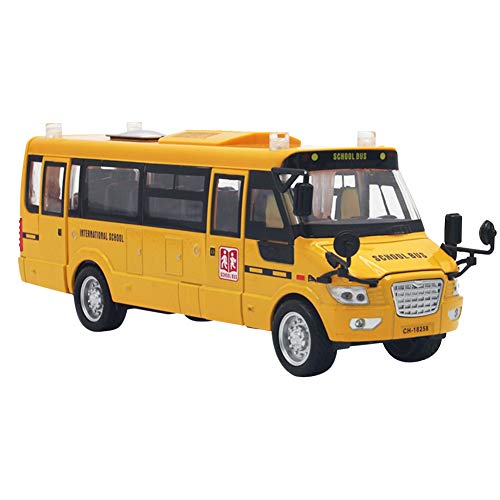 Amarillo Alloy Diecast School Bus vehículos Toy Car con Puertas y Luces Abatibles hacia Atrás Luces y Sonidos 1:32 Pull-Back Motor Coach Autobús para Niños
