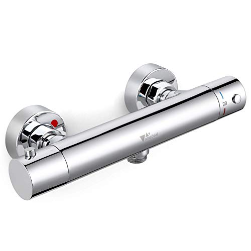 Amzdeal Grifo Termostatico Ducha, Griferia Termostatica Ducha con el Botón de Seguridad 38 ℃, Mezclador Termostático Ducha 20-50℃, Cromado / AZ014A Amzdeal Grifo Termostatico Ducha, Griferia Termostatica Ducha con el Botón de Seguridad 38 ℃, Mezclador Termostático Ducha 20-50℃, Cromado / AZ014A