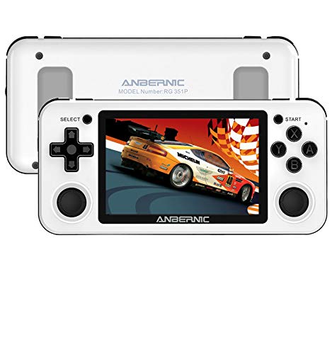 Anbernic RG351P Consola de Juegos Portátil 3.5"IPS,Buena Consola de Juegos retro 64GB soporta PSP,NDS,DC,Consola Retro Portatil RK3326 Chip 1.5GHz,Consola de videojuegos con 2500 juegos (Blanco)