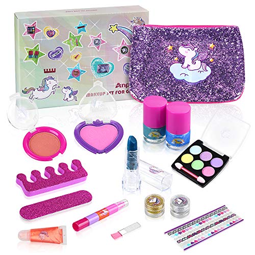 Anpro 15pcs Kit de Maquillaje Niñas,Juguetes para Chicas, Cosméticos Lavables, Regalo de Princesa para Niñas en Fiesta,Cumpleaños,Navidad Anpro 15pcs Kit de Maquillaje Niñas,Juguetes para Chicas, Cosméticos Lavables, Regalo de Princesa para Niñas en Fiesta,Cumpleaños,Navidad