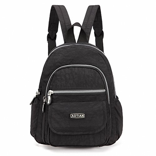 AOTIAN Mujer Mini Nailon Mochilas 7 litros, Negro AOTIAN Mujer Mini Nailon Mochilas 7 litros, Negro