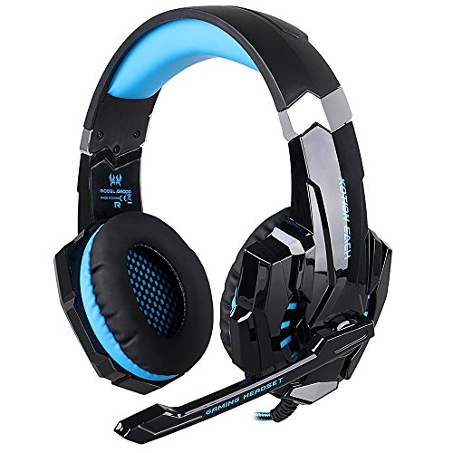 ÁpexTech KOTION EACH G9000 3,5 mm KOTION deindesign Gaming Headset Auriculares estéreo con micrófono luz LED para PlayStation 4 Tablet PC teléfonos móviles mediante(Negro+Azul)