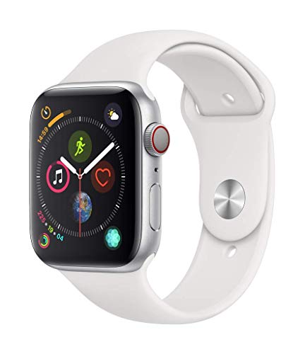 Apple Watch Series 4 (GPS + Cellular) con caja de 44 mm de aluminio en plata y correa deportiva blanca